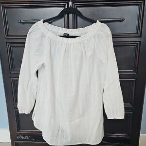 Jones New York White Off-Shoulder Peasant Tunic